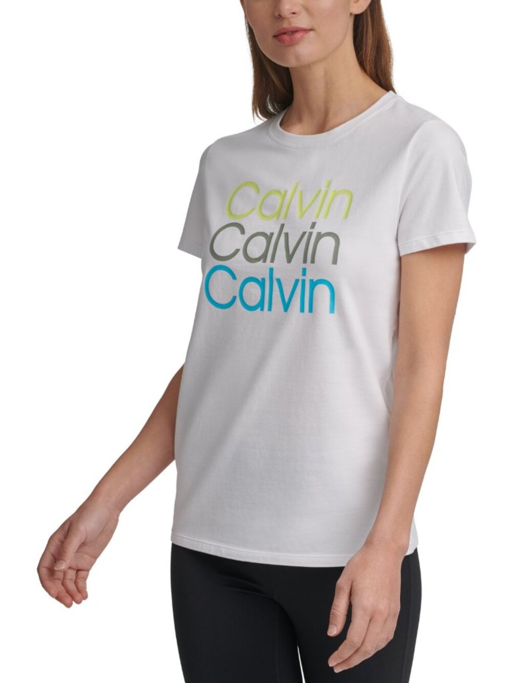 Calvin Klein Womens Performance Triple Logo T-Shirt